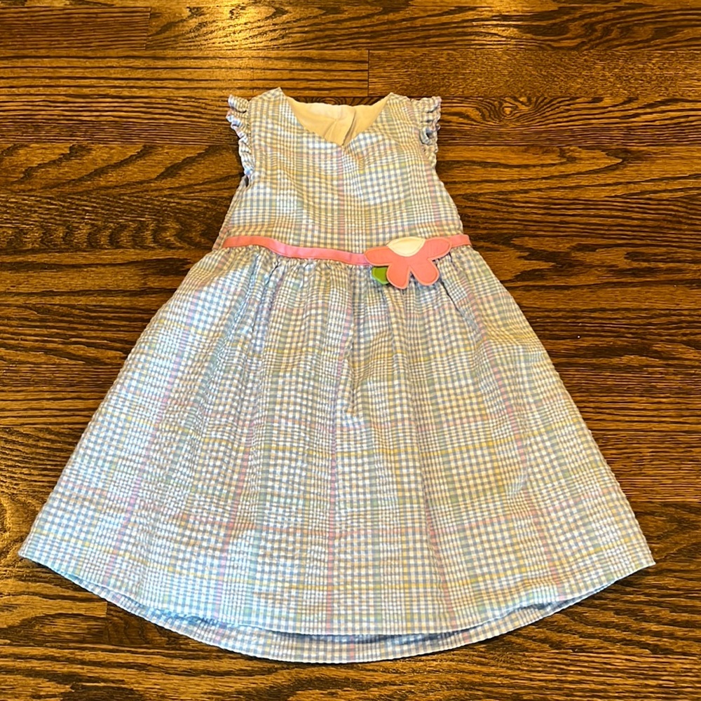 Florence Eiseman Plaid blue and pink seersucker dress, size 3T